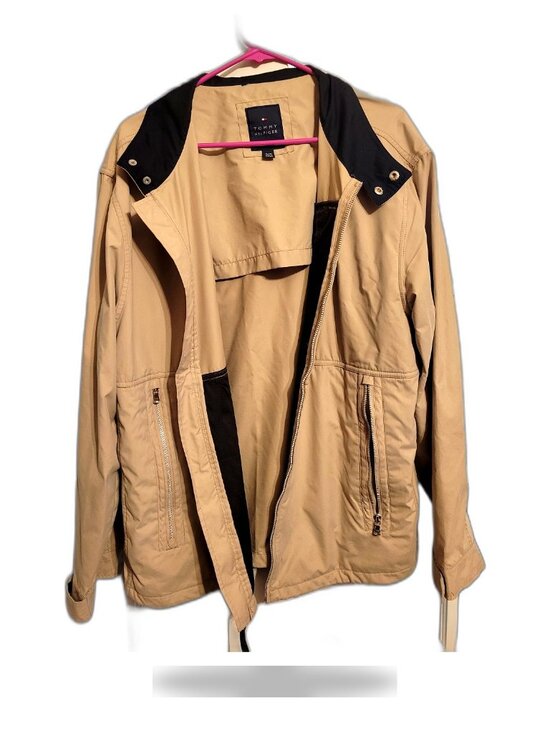 Tommy Hilfiger Other - Tommy Hilfiger Beige Jacket with Navy Label and Black Trim